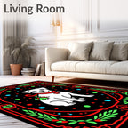 Festive white dog with red accents Rug