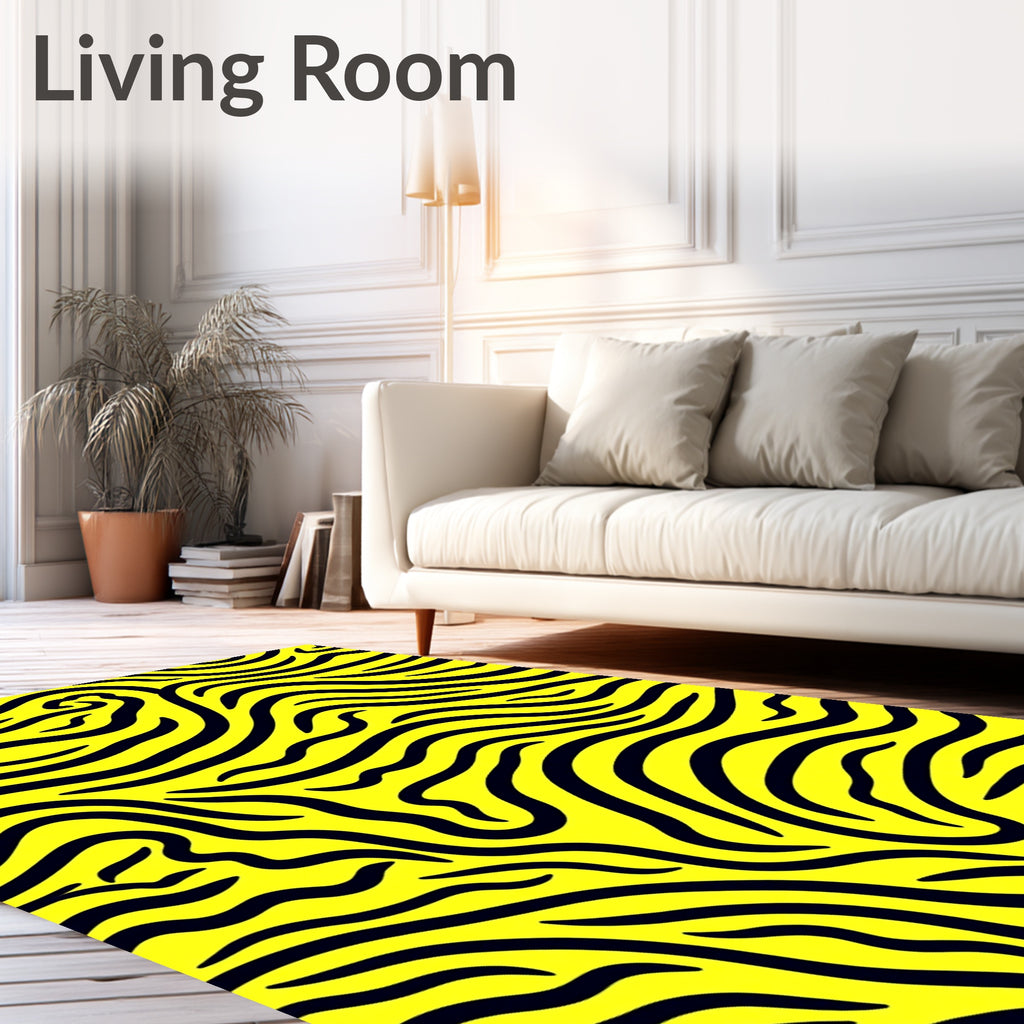 Bold Yellow Zebra Stripe Rug