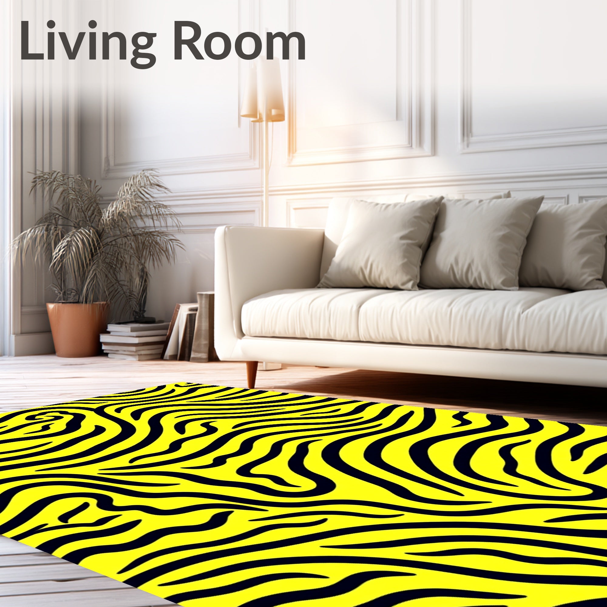 Bold Yellow Zebra Stripe Rug