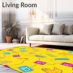 Yellow Alphabet Hand Rectangles Rug
