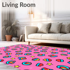 Vibrant Pink Retro Lips Star Rug