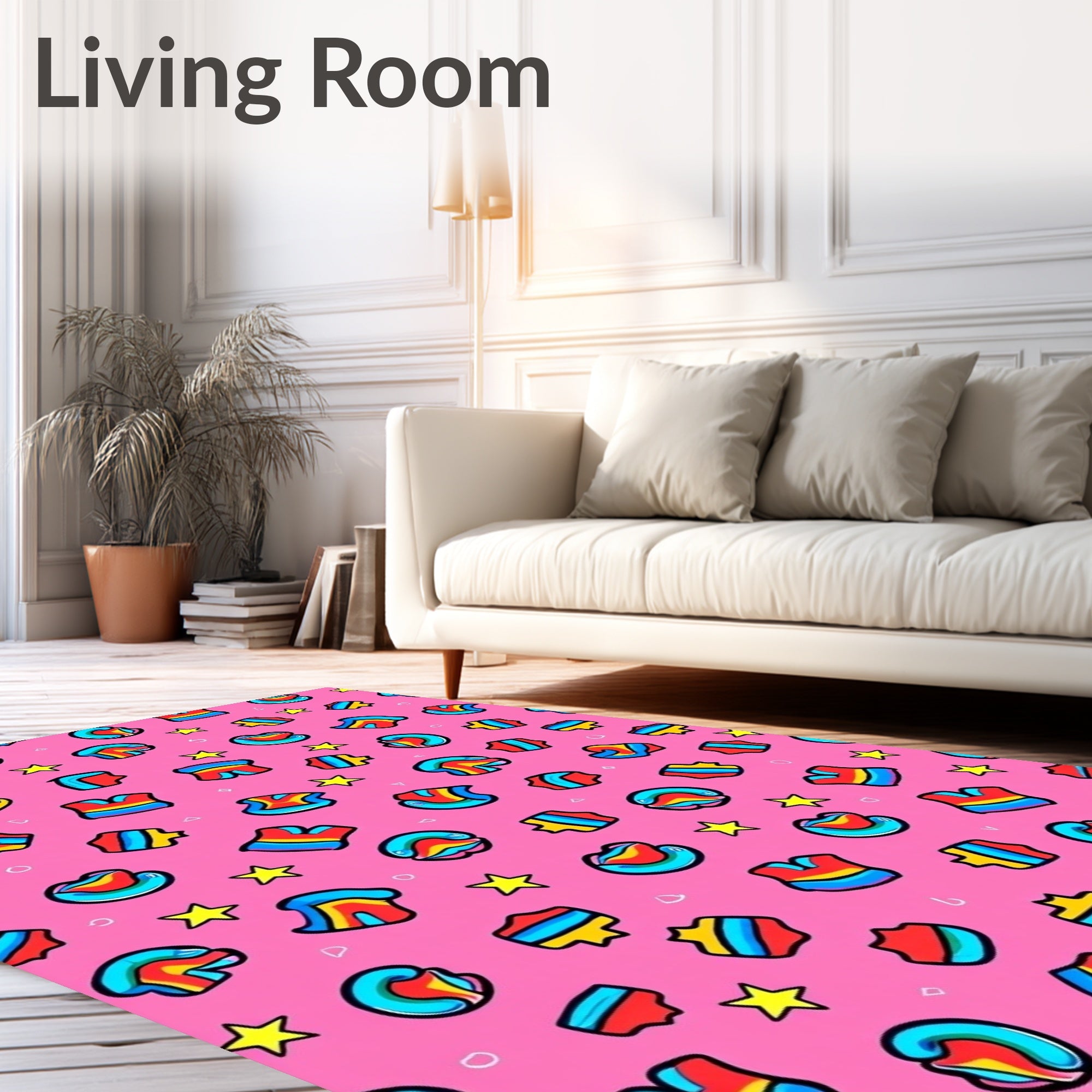 Vibrant Pink Retro Lips Star Rug