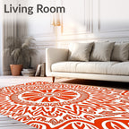 Vibrant Red Mandala Floral Rug