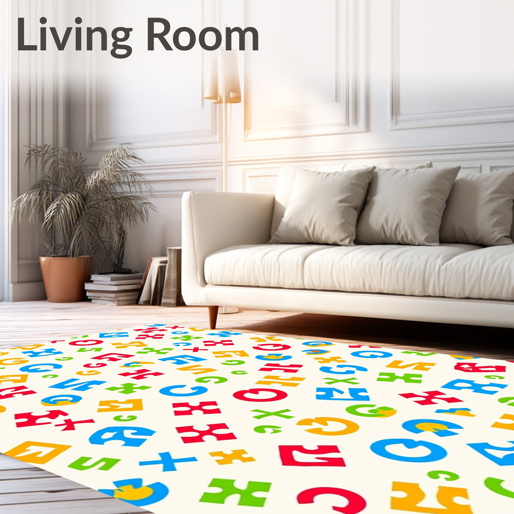 Primary Colors Geometric Puzzle Pieces Rug