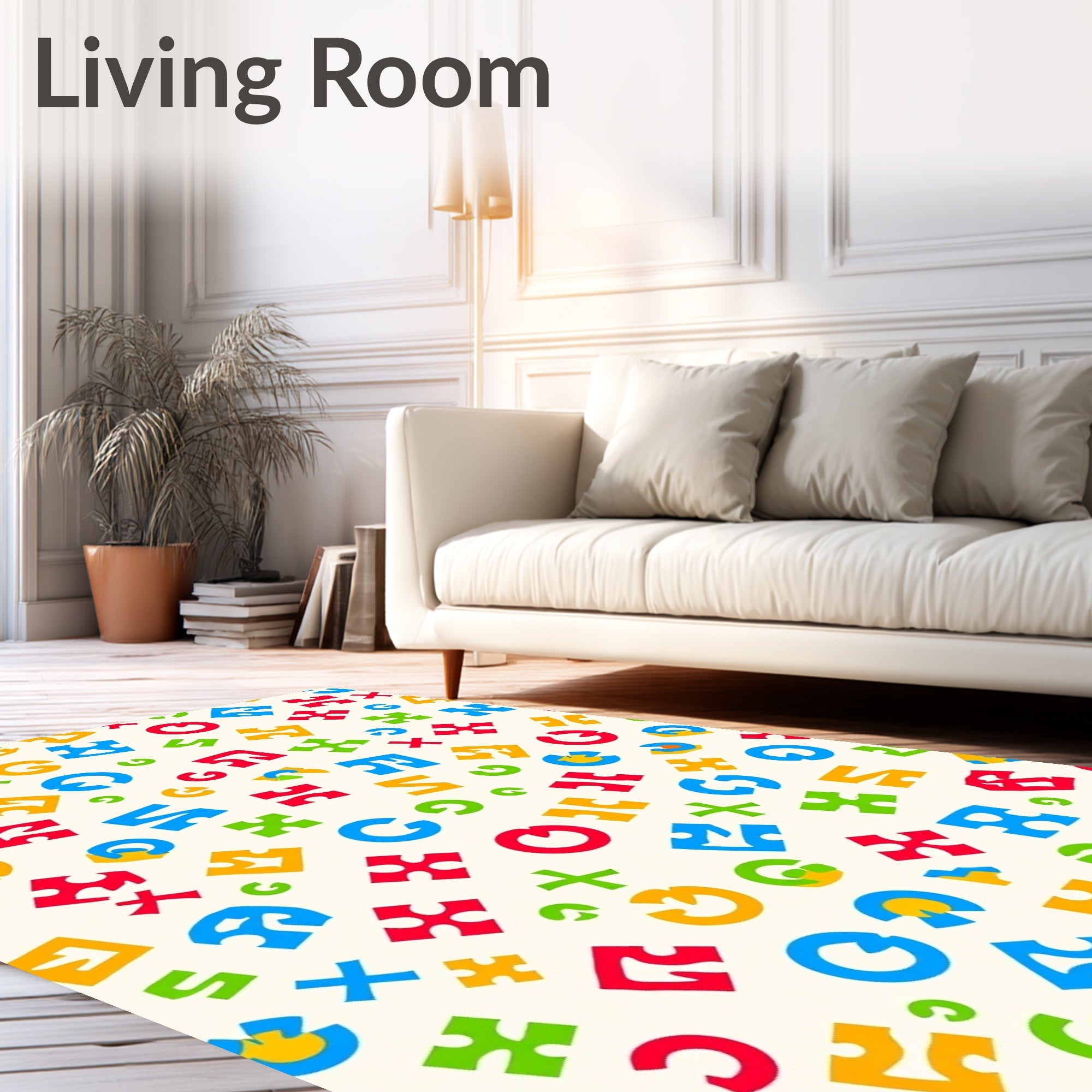 Primary Colors Geometric Puzzle Pieces Rug