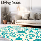 Aqua Starfish Swirl Botanical Collection Rug