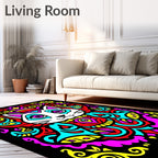 Vibrant King Cat Psychedelic Swirls Rug