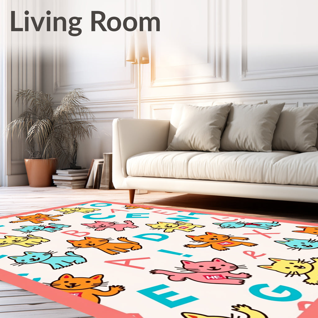 Colorful Cat Alphabet Whimsy Rug