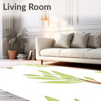 Soft Green Leafy Branch Arrangement Rug