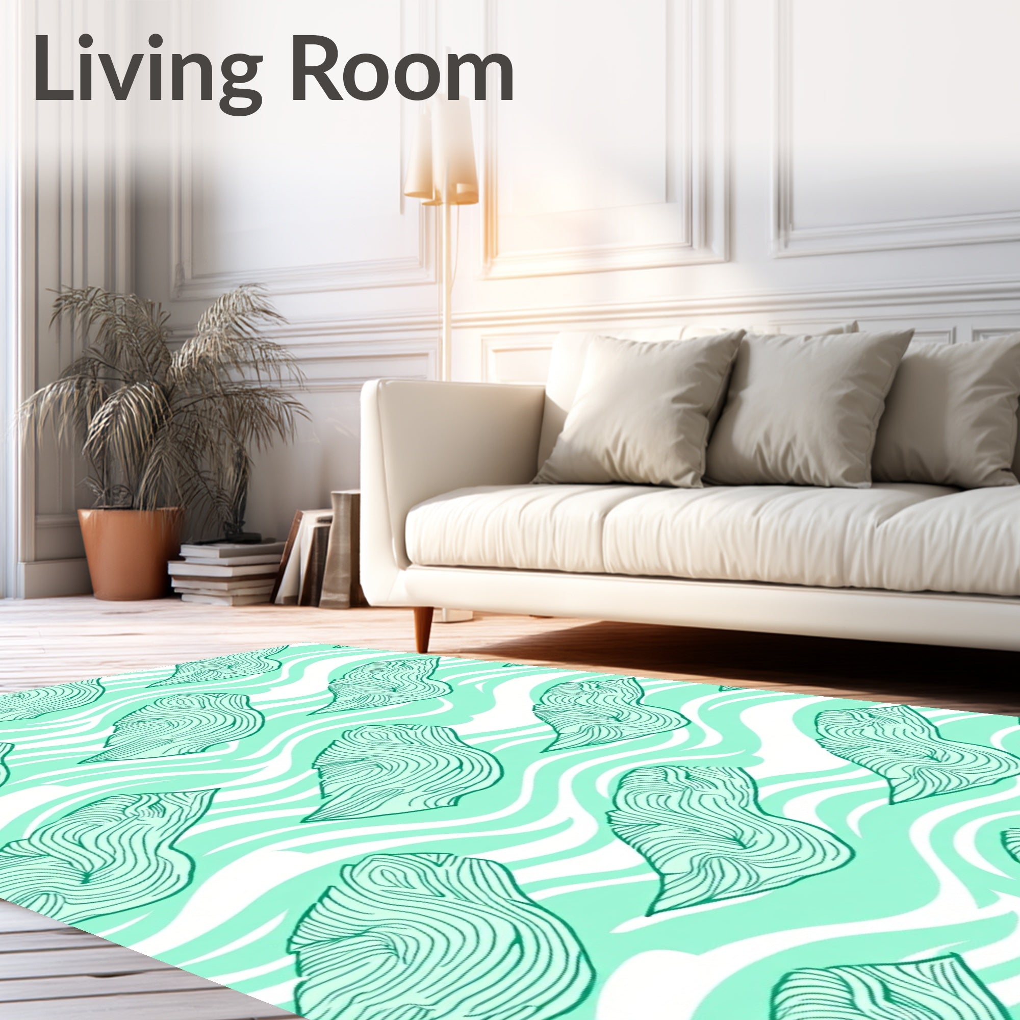 Seafoam Green Swirling Wood Grain Rug