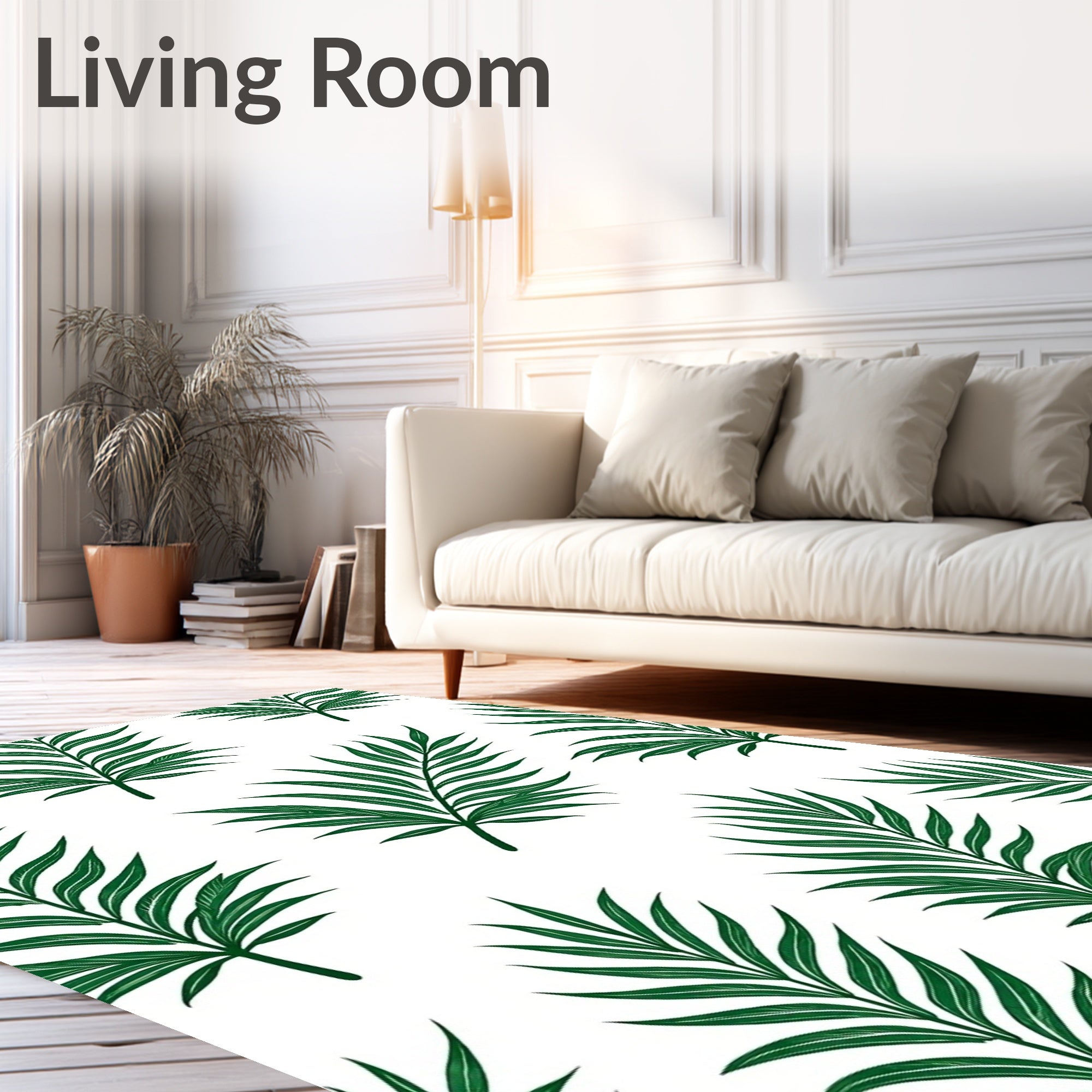 Emerald Green Tropical Palm Frond Rug