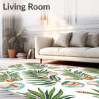 Emerald Green Tropical Foliage Shell Cluster Rug