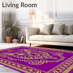 Majestic Purple Yellow Cat Statement Rug