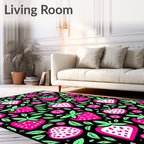 Hot Pink Strawberry Floral Delight Rug