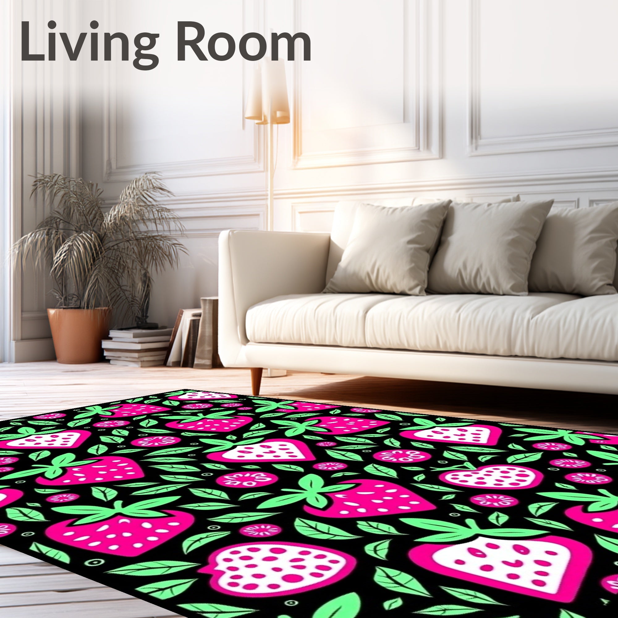 Hot Pink Strawberry Floral Delight Rug