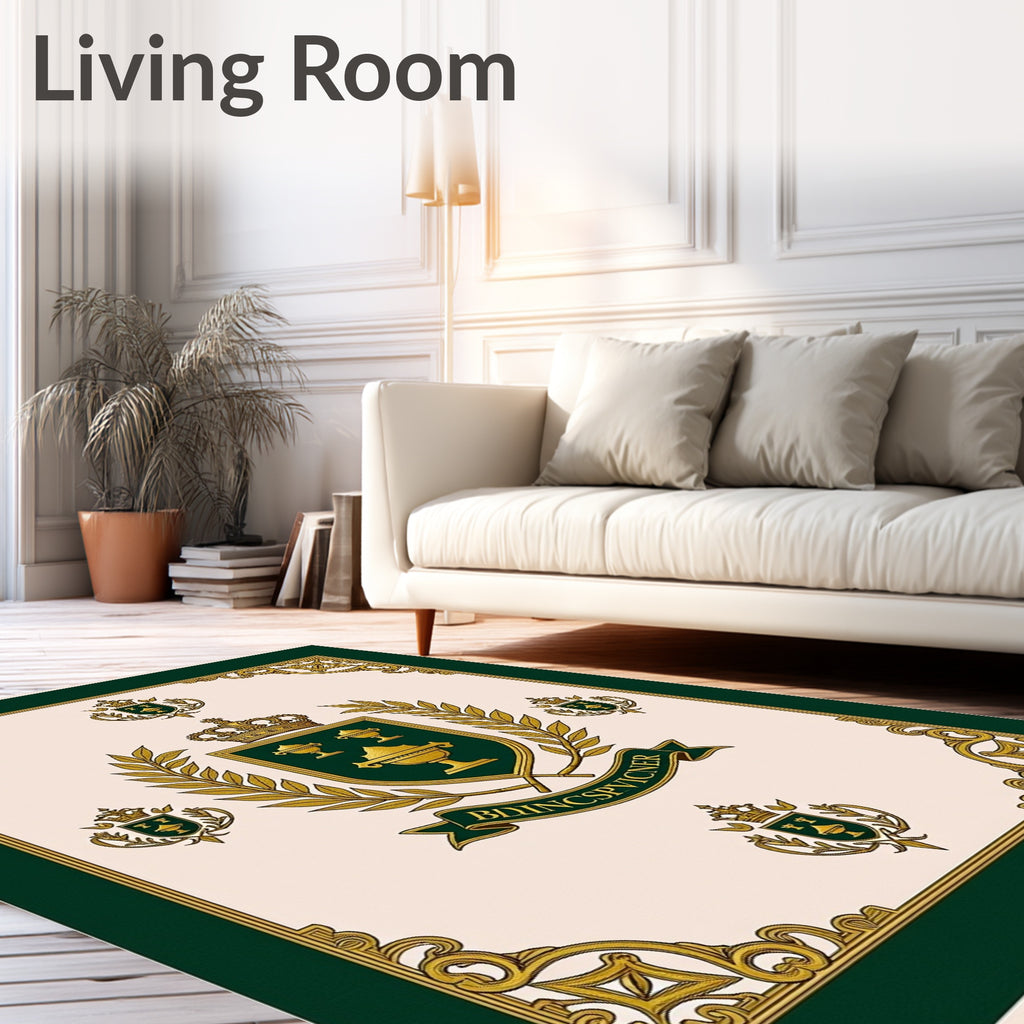 Regal Crest Green Gold Emblem Rug