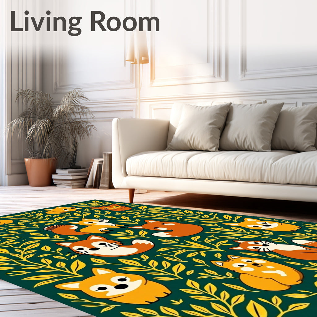 Whimsical Orange Fox Folia Rug
