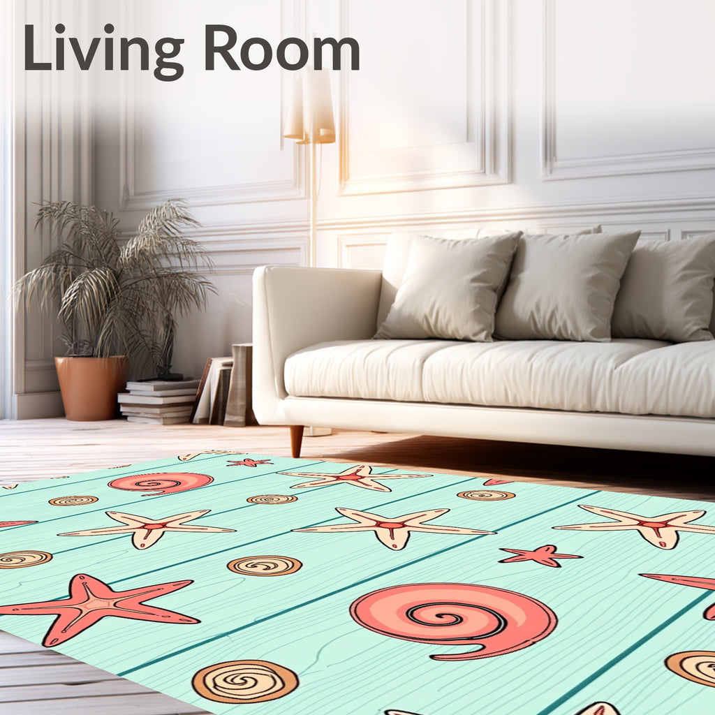 Coastal Coral Starfish Sea Life Rug