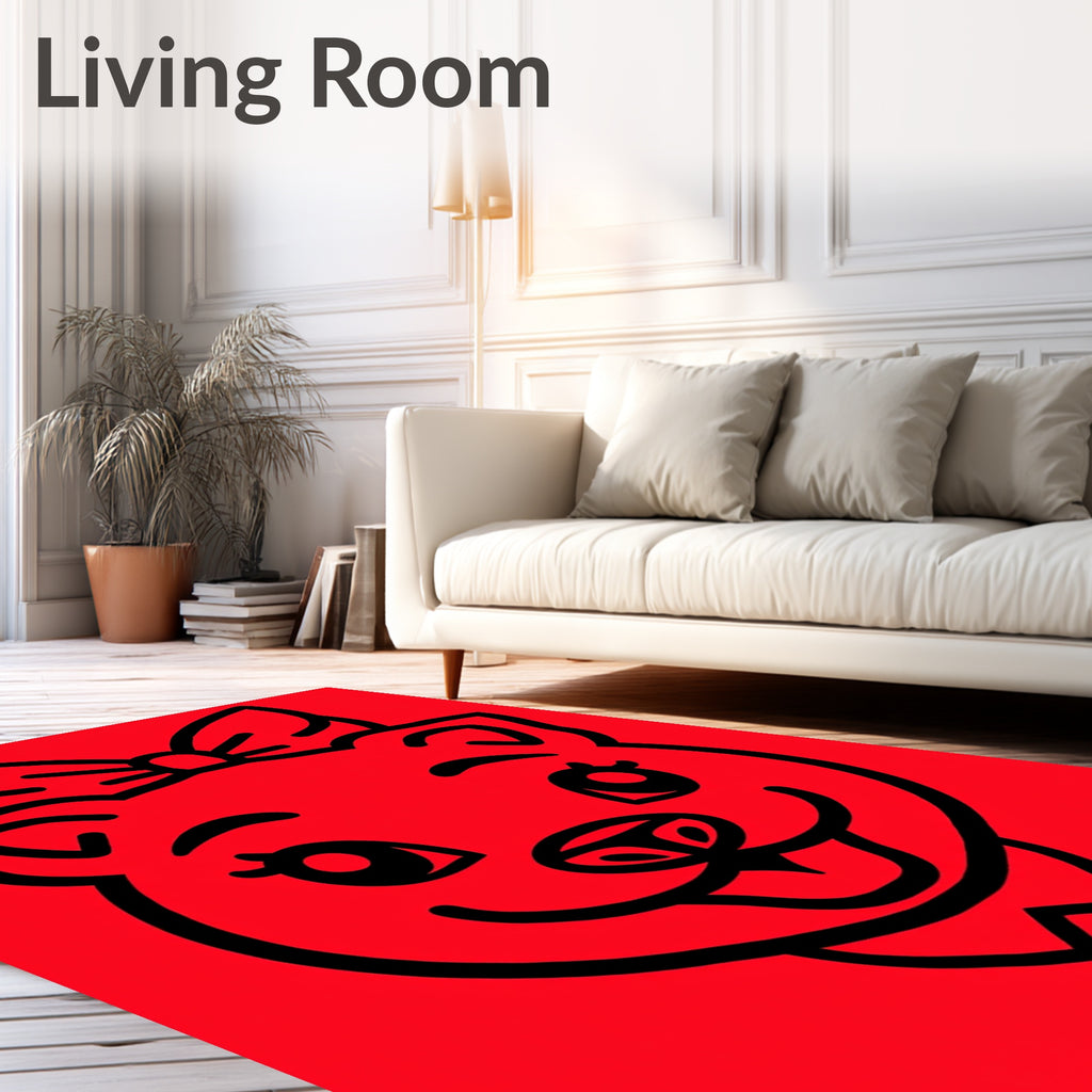 Cute Red Cat Bow Tie Face Rug