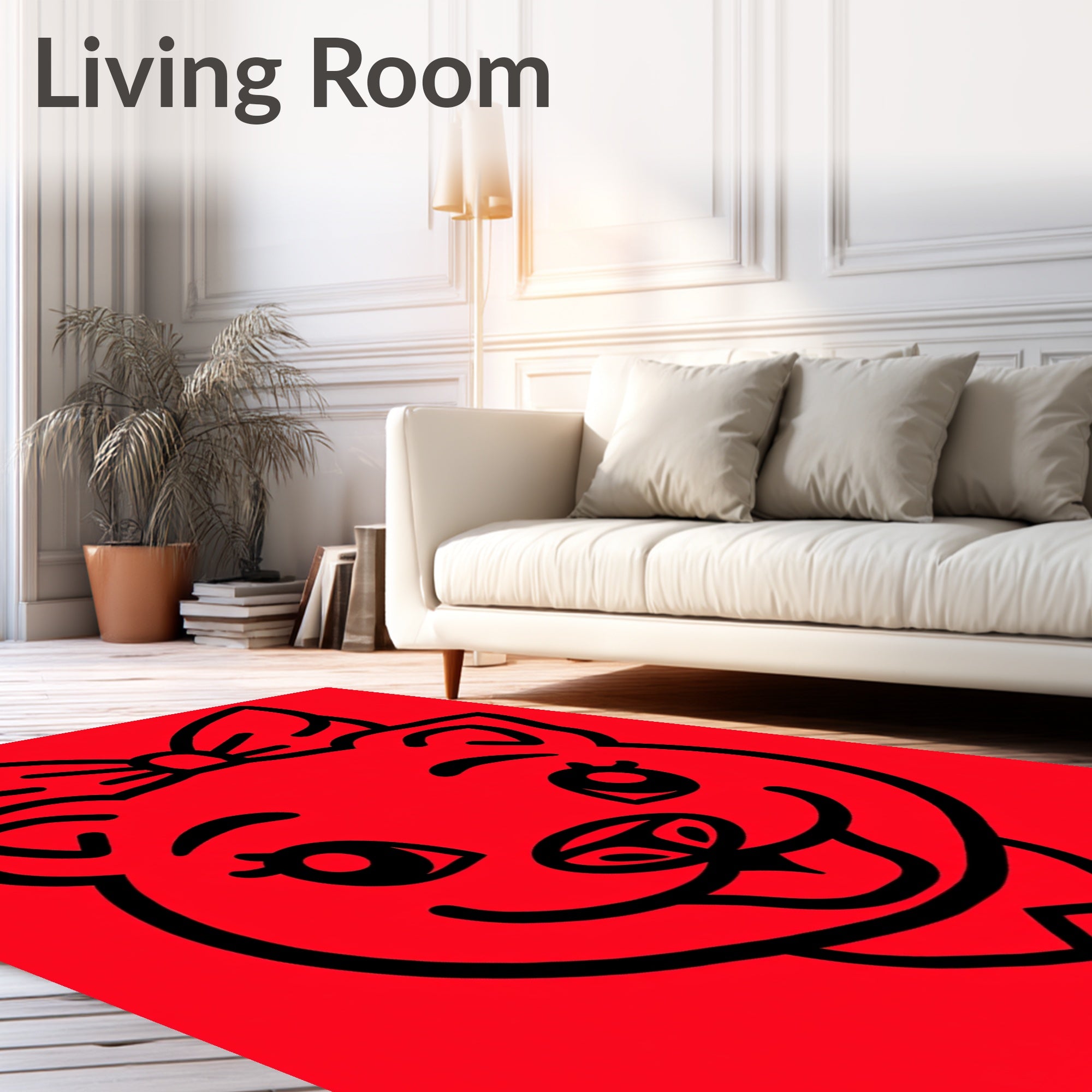 Cute Red Cat Bow Tie Face Rug