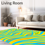 Bright Blue Yellow Orange Swirling Lines Rug