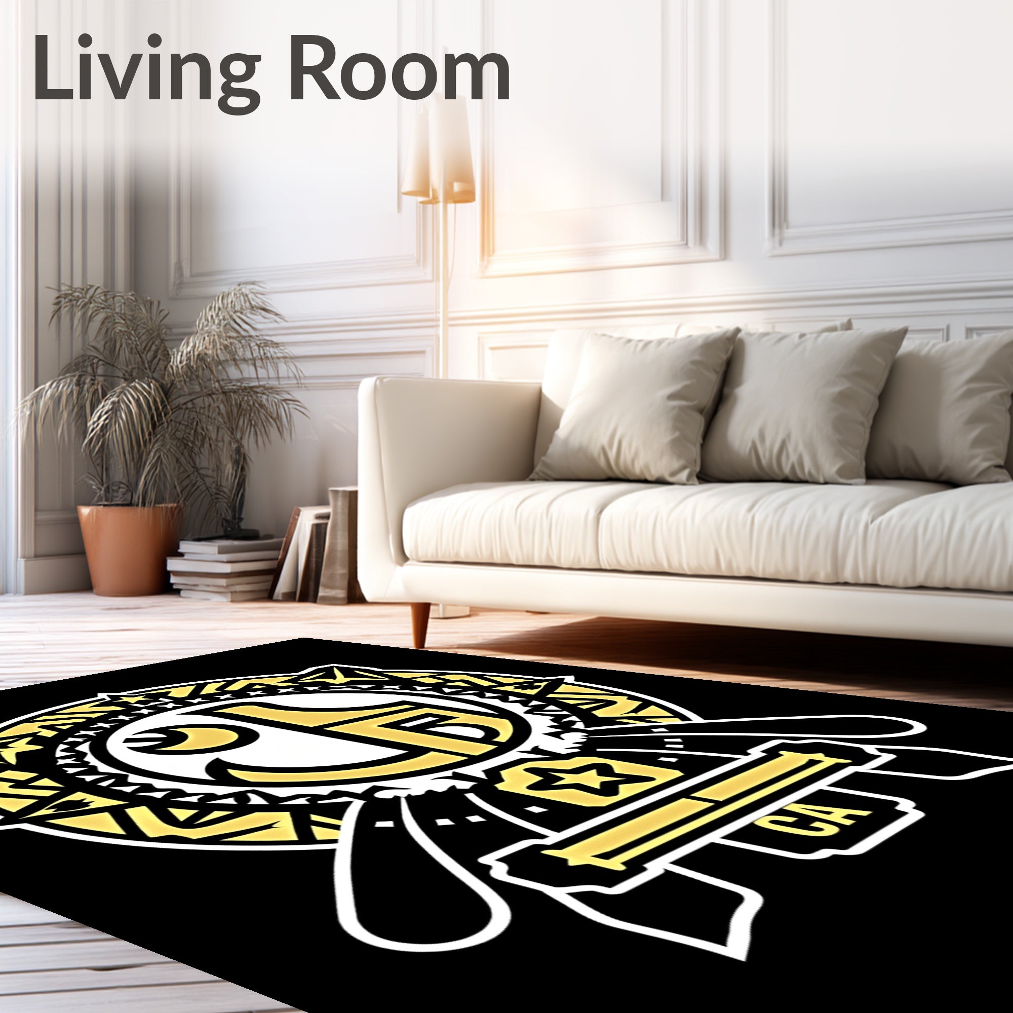Golden Crest With Celestial Elements Rug