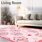 Pink Kawaii Kitty Sweetheart Scatter Rug