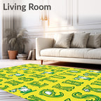 Green Alphabet On Yellow Background Rug
