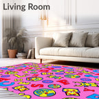 Bright Fuchsia Playful Alphabet Characters Rug