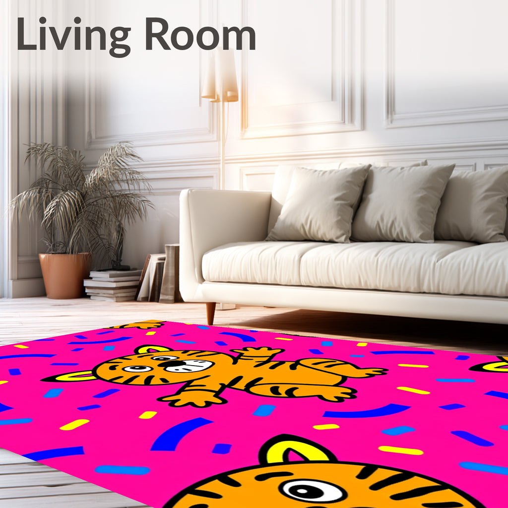 Pink Tiger Confetti Celebration Rug