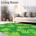 Lush Green Palm Frond Swirl Rug