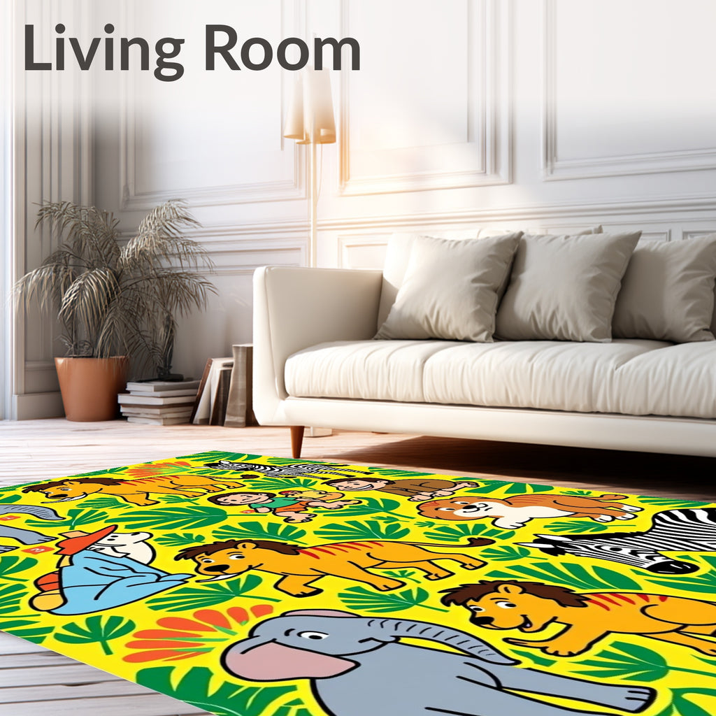 Jungle Friends Yellow Jungle Animals Rug