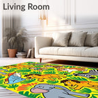 Jungle Friends Yellow Jungle Animals Rug