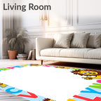 Playful Lions Alphabet Border Rug