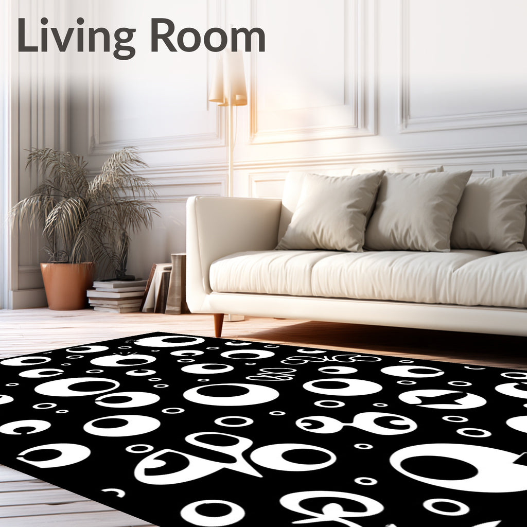 Black and White Abstract Eyes Rug