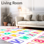 Playful Alphabet Blocks Pastel Grid Rug