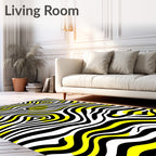 Bold Yellow Black Abstract Zebra Rug