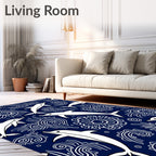 Marine White Dolphins Swirls Rug