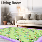 Green Iris Floral Diagonal Stripe Rug