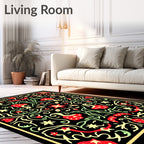 Crimson Yellow Floral Vine Medallion Rug