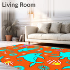 Aqua Dolphins and Coral Garden Rug
