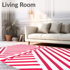 Red White Angular Strips Rug