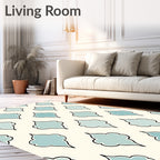 Light Aqua Quatrefoil Tile Overlay Rug
