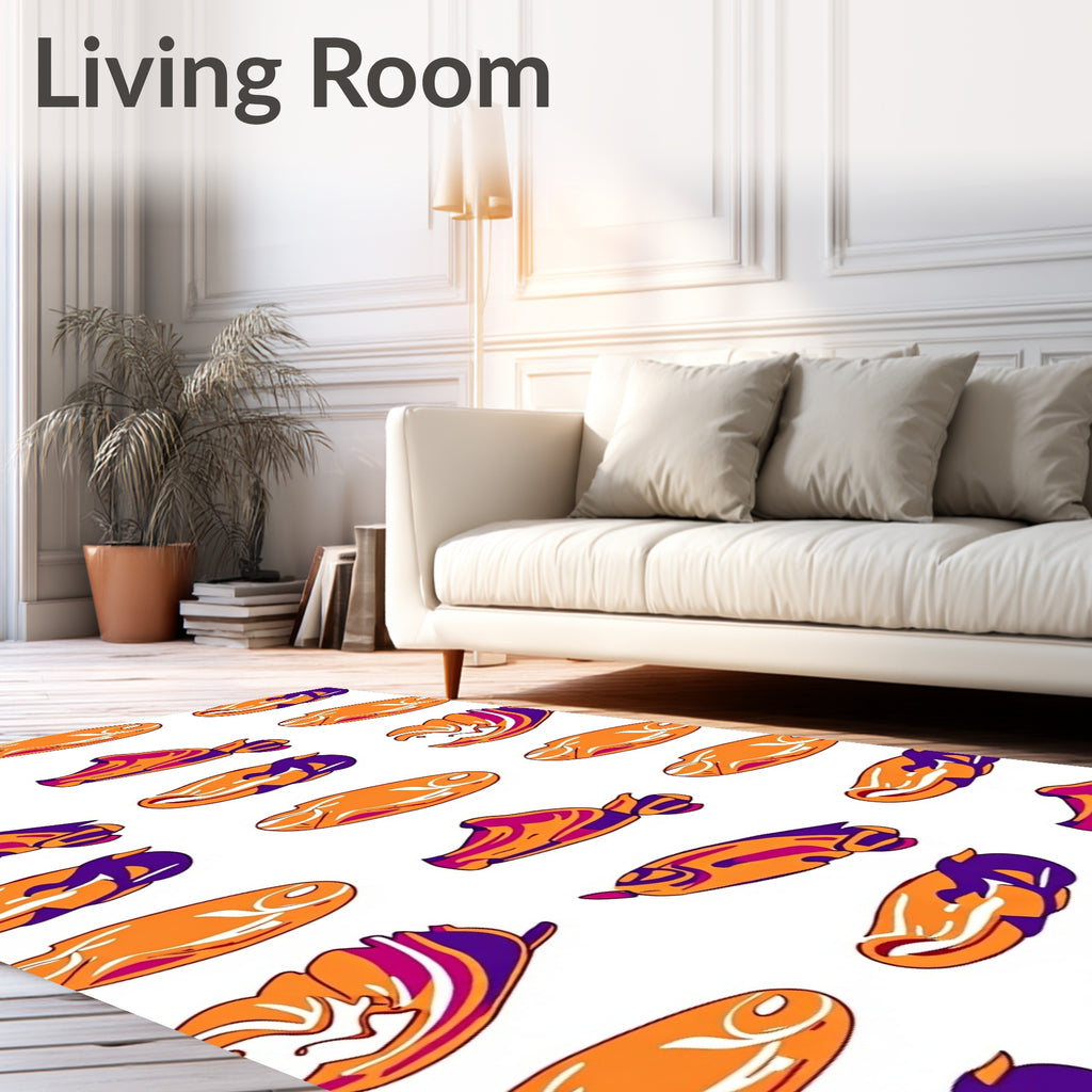 Orange Purple Swirl Abstract Forms Rug
