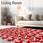 Crimson White Organic Abstract Forms Rug