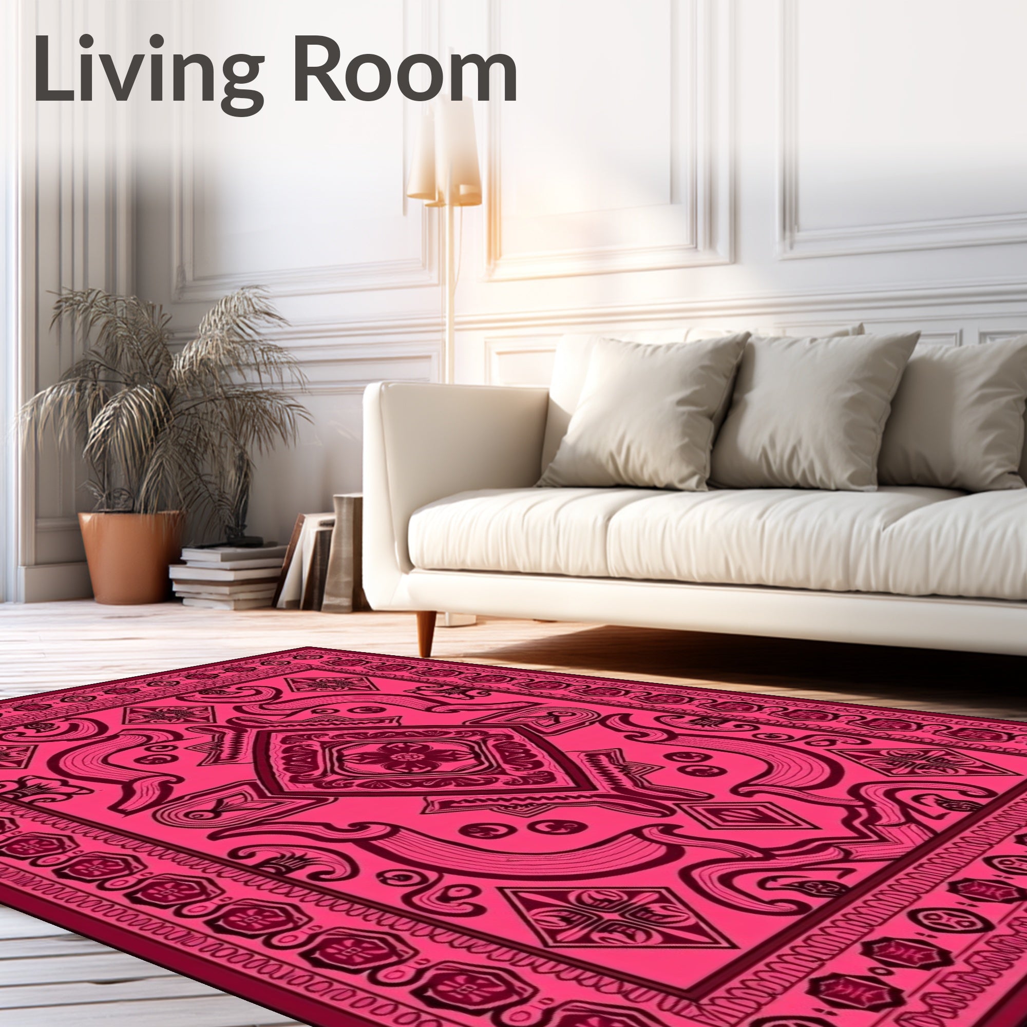 Vibrant Magenta Paisley Mandala Rug