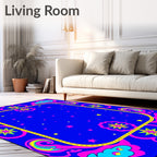 Vibrant Pink Blue Starry Cloud Medallion Rug