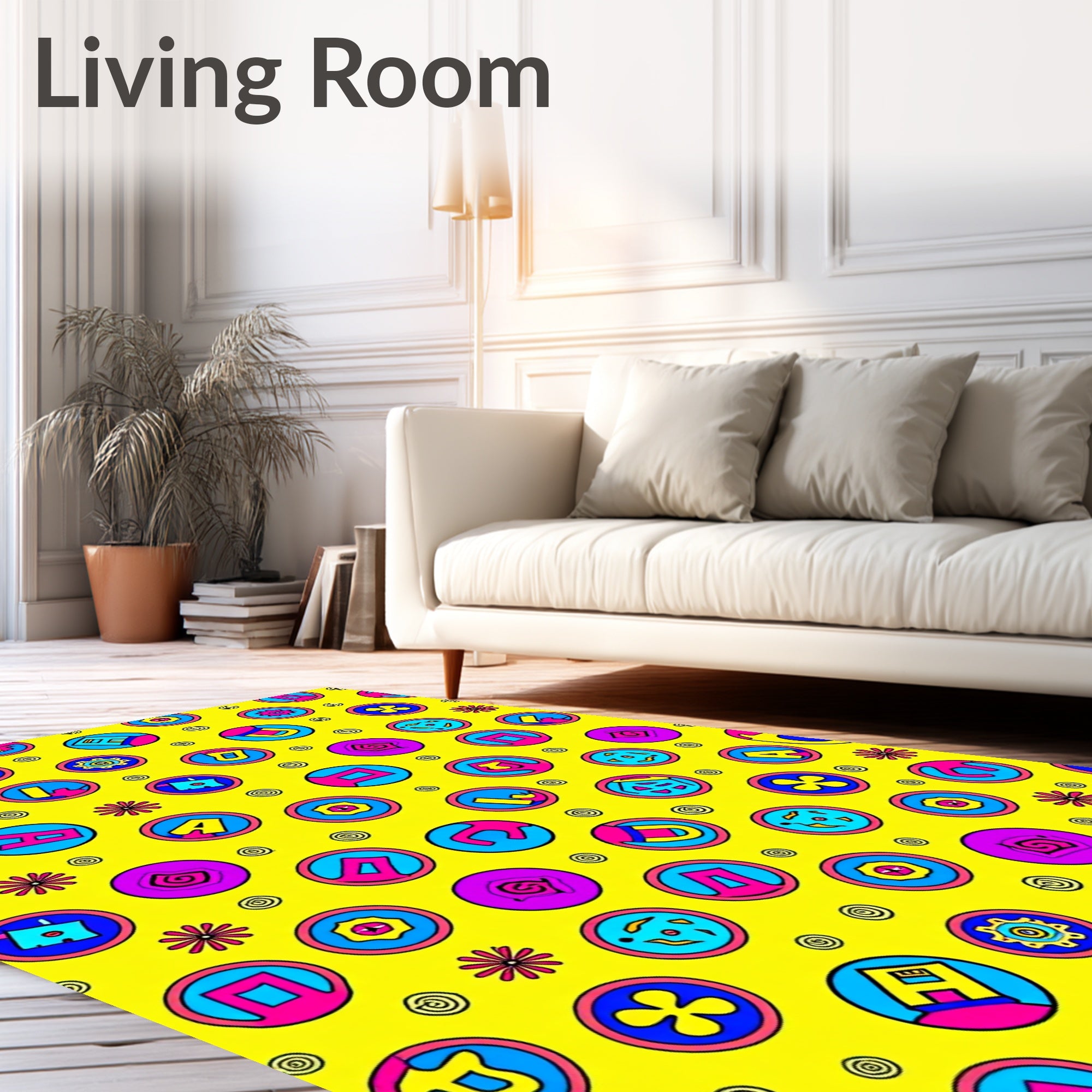 Retro Yellow Pop Circles Garland Rug