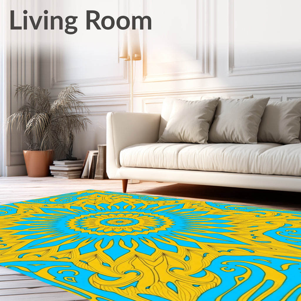 Golden Sunburst Sky Mandala Rug