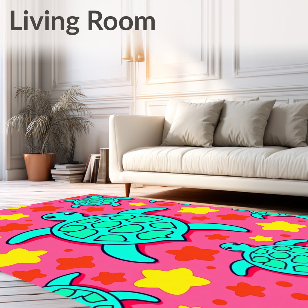 Aqua Turtle Starburst Pink Rug